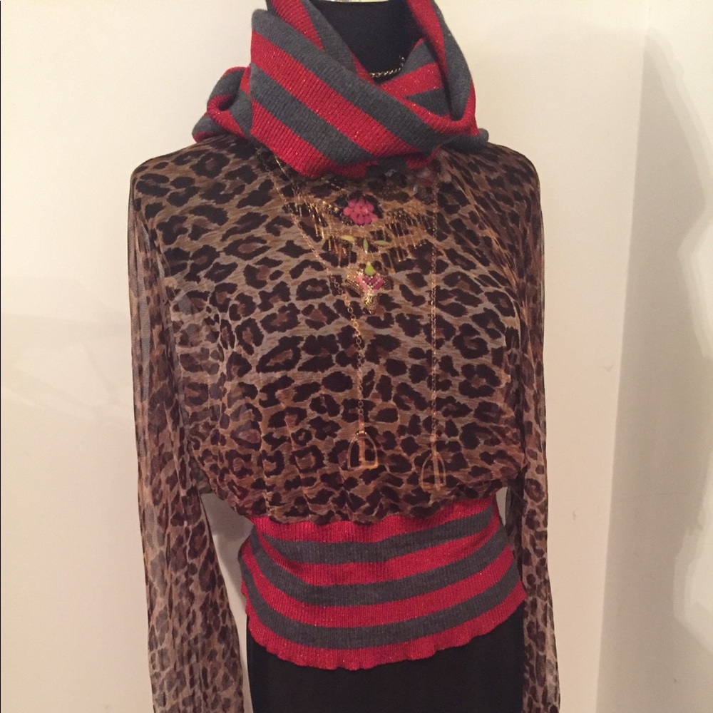 D&G Sheer Cheetah With Metallic Collar and Cuffs